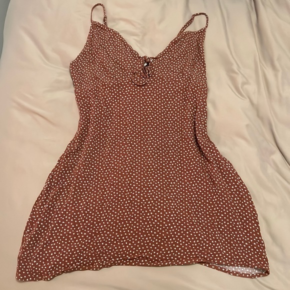 pacsun la hearts brown dress NEW L.A. Hearts PacSun Women's S Mini Dress Rust Button Up Ribbed Collar LS NWT